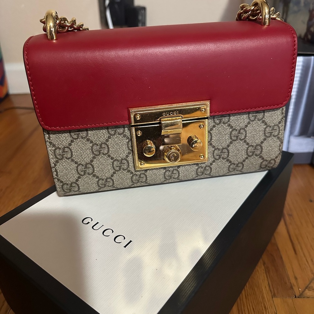 Gucci Red and Pink Padlock Bag